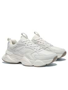 新款女士休闲运动鞋，时尚米色女士休闲运动鞋，轻便跑步鞋，户外旅行运动鞋，男女通用都市运动鞋，时尚反光厚底运动鞋，厚底女鞋，适合秋冬季节穿着 - 米色 - 查看 5