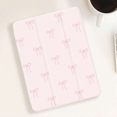Bow-Knot 1 件简约粉色蝴蝶结图案平板电脑保护壳，兼容 iPad 10.2、iPad Pro 11 英寸 2021/2020/10 代、iPad (A16) 11 英寸 11 代 2025、iPad 8/9/10 代、Galaxy Tab A8 10.5 英寸 2022、Matepad 10.4 英寸/Tab，带铅笔槽，防摔，平板电脑支架保护套，送给家人和朋友的浪漫礼物