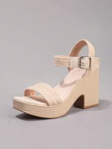 Hemp Rope Platform Thick Heel High Heel Open Toe Sandals, Elegant Waterproof Wedge Casual Slippers, Summer Holiday Fashion Women Shoes