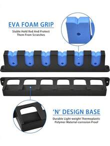 MMSZHL Soporte Horizontal para Cañas de Pescar, Estante de Almacenamiento Negro para 6 Cañas con Protección de Espuma EVA, para Cochera, Barcos y Actividades de Pesca - Azul - Ver 10