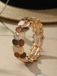 Cring Coco 1 chiếc vòng tay tròn trang trí bằng hợp kim kẽm thanh lịch, thích hợp cho nữ giới đeo hàng ngày, đi nghỉ mát, dự tiệc, làm quà tặng Ngày Valentine, Ngày của Mẹ cho bạn gái/mẹ. - Màu xanh lam - Xem 9