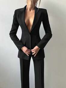 Women's Autumn/Winter Suit Jacket And Pants 2 Pieces Set