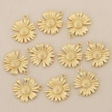 3pcs/10pcs Set Fashionable DIY Semi-Finished Jewelry Accessories, Exquisite Sunflower Pendant, 18K Gold Plated Copper, Versatile Minimalist Design, Suitable For Any Jewelry - Sunflower Pendant - View 6