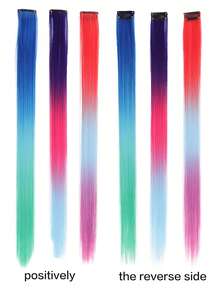 12 Pieces Colorful Long Straight Hair Dazzling Ladies Colored Hair Pieces For Weaving Headpieces Hair Braid Tool Length 50cm/20 Inches (With BB Clips) - 彩色 - 查看 4