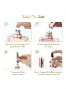 1pc 5ml Refillable Perfume Atomizer Spray Bottles – Perfume Bottle Portable Fragrance Mist Container For Travel, Gift & Home Use – Shiny Pink Storage Containers - 粉色 - 查看 6