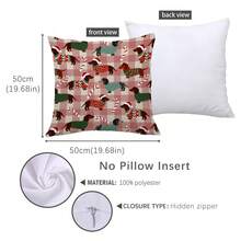 MEMNUN 1 件圣诞红格子腊肠犬戴圣诞帽印花靠垫套 [无枕芯]，17.7*17.7 英寸 (45*45 厘米)/19.69*19.69 英寸 (50*50 厘米)/15.75*15.75 英寸 (40*40 厘米)，[单面印刷] 圣诞装饰、房间装饰、家居装饰、卧室装饰、沙发、床、客厅、卧室、汽车、办公室、酒店装饰、抱枕套、适合所有季节、送给家人和朋友的完美礼物