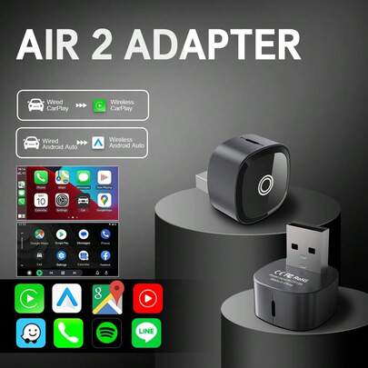 Adaptador inalámbrico Mini CarPlay para iPhone, Dongle USB Tipo-C, Control digital, Construcción de metal, Compatible con Bluetooth, Convierte CarPlay con cable a inalámbrico, Para vehículos con iOS 10+