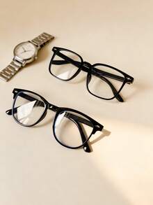 1副/2副复古Y2K男女通用透明镜片眼镜，时尚百搭，修饰脸型，适合日常装饰、摄影、约会、阅读、游戏、电脑使用、返校季等场合，可与近视眼镜搭配佩戴。 - 彩色 - 查看 13