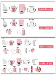 choxila Bộ pha cà phê, Bộ pha cà phê nhỏ giọt màu hồng cỡ 01 & cỡ 02, Bộ pha cà phê Pour Over, Quà tặng ngày lễ tình nhân tuyệt vời, Quà tặng cà phê kỷ niệm ngày lễ, Phụ kiện pha cà phê du lịch di động, Quà tặng sáng tạo màu hồng cho mẹ/con gái/người yêu/gia đình/bạn bè - Hồng - Xem 2