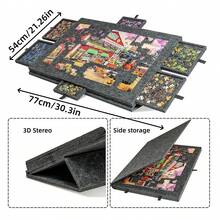 6-In-1 Puzzle Table With Stand Cover 6-Drawer Portable Puzzle Table Puzzle Board  Felt Integrated Puzzle Board Suitable For 1000 PCS/500 PCS Jigsaw Puzzle Piece - Xám - Xem 10