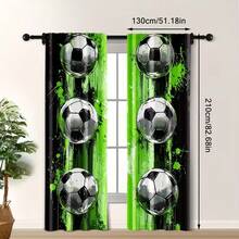 2 rèm cửa mỏng in hình bóng đá hiện đại, chất liệu giá cả phải chăng, rèm cửa polyester dạng túi, thích hợp cho phòng ngủ, văn phòng, phòng khách - Có thể giặt bằng máy, dễ lắp đặt, trang trí nhà bền, dệt kim 90-100gsm - Nhiều màu - Xem 5
