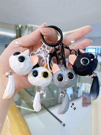 1pc Cute Cartoon Big-Eyed Cat Keychain, Couple Bag/Car Pendant Decoration, Creative Gift, Daily Use