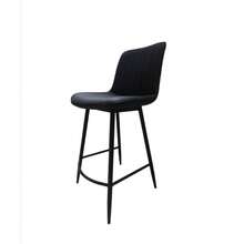 Silla alta para barra acolchonada con respaldo en negro, asiento moderno y cómodo, ideal para barra de cocina o comedor, diseño elegante y funcional, fácil de limpiar - Negro - Ver 2
