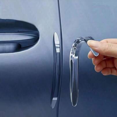 4pcs Invisible Car Door Edge Guards - PVC Bumper Strips For Anti-Scratch Protection, Rearview Mirror Bumper, Able To Cushion Collision, Firmly Protect Car Door Paint