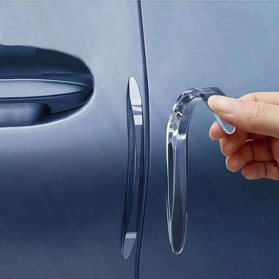 4pcs Invisible Car Door Edge Guards - PVC Bumper Strips For Anti-Scratch Protection, Rearview Mirror Bumper, Able To Cushion Collision, Firmly Protect Car Door Paint - Clear - View 1