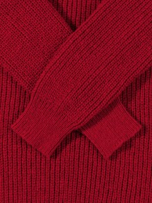 Áo len dệt kim dáng rộng, nhẹ nhàng, thiết kế tối giản, cổ tròn, thích hợp cho mùa thu/đông. - Màu Hoa hồng đỏ - Xem 8