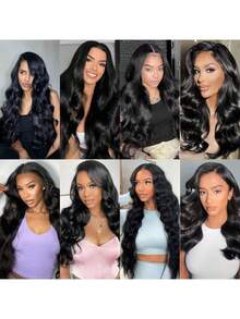 42 Inch 250% Density Wear And Go Glueless Wigs Human Hair Pre Plucked Pre Cut 13x4 HD Lace Wigs Body Wave Lace Front Wigs Human Hair For Women 250% Density Natural Black