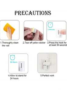 Self-Adhesive Curtain Hooks - Plastic No-Drill Hooks, Strong Adhesive Backing, Modern Design, Suitable For Curtains, Curtain Rods, Home Decor (Residential And Commercial Use), Curtain Hooks - White - View 10