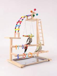 1 件豪华鹦鹉架鹦鹉玩具秋千梯爬梯挂环爬架鸟类用品鸟架 - 彩色 - 查看 7
