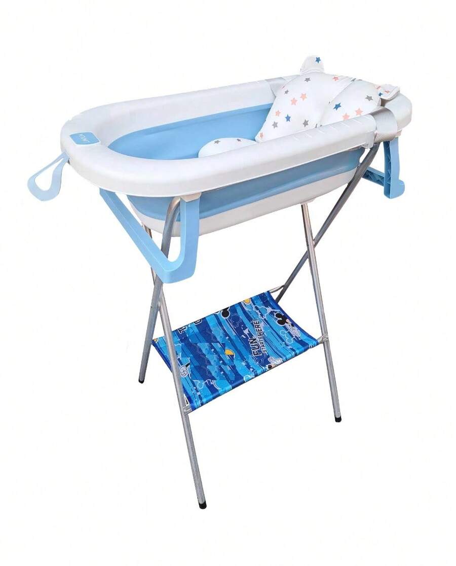 bañera para tu bebe incluye base metalica con cojin respaldo - Azul - Ver 1
