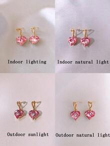 Andkiss Heart Drop Earrings - Multicolor - View 5