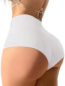 Women's High Waist Yoga Booty Shorts Workout Spandex Dance Hot Pants Butt Lifting Leggings Rave Outfits Customized Christmas New Year - 白色 - 查看 12