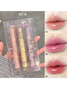 3PCS  Heart-Shaped Moisturizing & Glossy Jelly Lipstick Pen Set Y2K High Pigment  Lip Combo Hydrating Reduce Lip Fine Lines Lip Makeup Mother'S Day Graduation Birthday Holiday Winter Y2K Fancy Fashion Makeup Cosmetic Party Beach Travel Camping Outdoors School Campus Trip Festivals Decor Gift Present Rose Girl Cosplay Best Color Charm Vibe - 彩色 - 查看 13