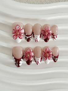 10 peças de armadura curta em formato de amêndoa, simples e elegante, estilo INS, retrô, gótica, pintada à mão, vermelha e branca, 3D, estereoscópica, esculpida, para vestir