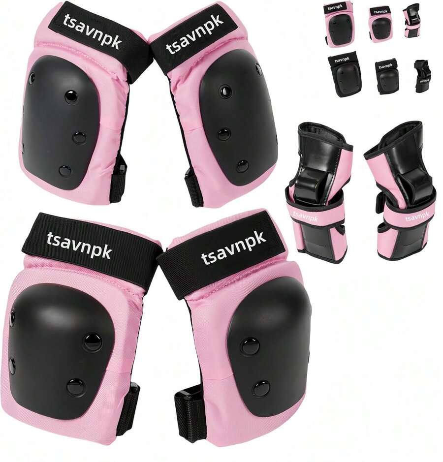 /Adult/Youth Knee And Elbow Pads ,Adult Knee Pads Elbow Pads Wrist Guards For Adult  6 In 1 Protective Gear Set For Skateboarding Biking Roller Skating Cycling Outdoor,23782537 - 玫紅色 - 查看 1