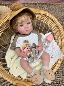 High Quality 18 Inch Full Body Vinyl Bettie Reborn Baby Girl Big Eyes Handmade 3D Painted Newborn Doll Best For Children Christmas/Birthday Present(CD) - Búp bê tái sinh - Xem 5