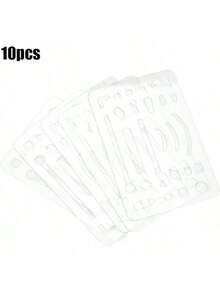 Borrador Shield inoxidable, herramientas de borrado de acero inoxidable, plantilla de dibujo ingeniería, regla herramienta de precisión para diseñoécnico y dibujo profesional - Transparente - Ver 9