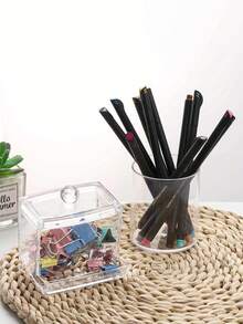 1 件/3 件梳妆台化妆品收纳盒、棉签架浴室容器、圆形卫生棉条/牙线分配器，用于整理和储存