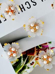 50pcs 28mm Rhinestone 5-Petal Flower DIY Decorations, Suitable For Jewelry, Shoes, Clothing, Bags, Christmas Gifts