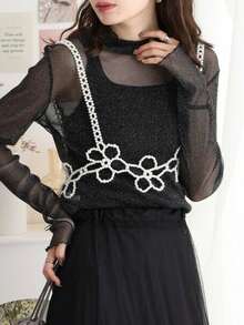 1Pc Flower-Shaped Beaded Cami Bustier Minimalist Design Cute Floral Pearl Top Double-Row Or Single-Row Configuration Available Fashion Essentials