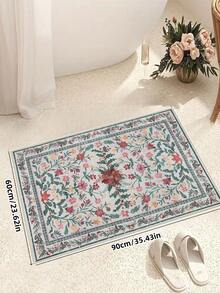 1 pièce Tapis de style boho moderne de jardin parisien floral pour le salon, tapis imprimé vintage rustique antidérapant pour la chambre, la salle à manger, le dortoir, le bureau, la décoration de la maison