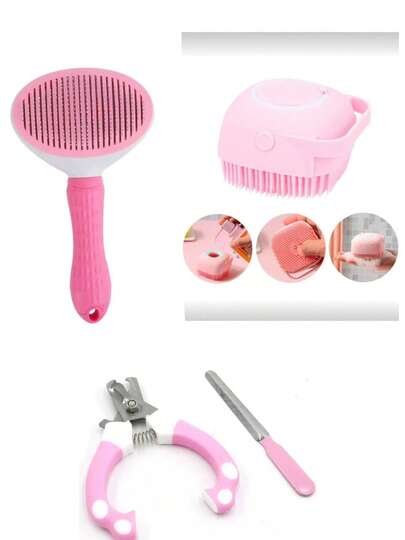 kit ESCOVA E ESCOVA DE BANHO E ALICATE PARA PET