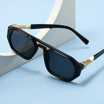 1pc Men's Retro Minimalist Double Bridge Square Fashion Fashion Glasses