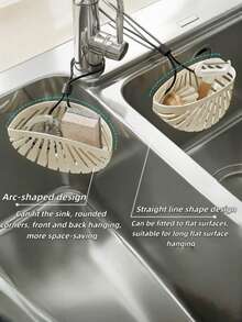 1 túi đựng nước rửa chén hình vỏ sò sáng tạo cho vòi bếp, đựng miếng bọt biển, len thép, bàn chải rửa chén - trắng - Xem 1