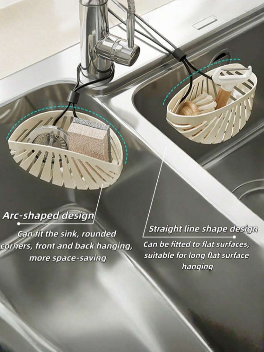 1 túi đựng nước rửa chén hình vỏ sò sáng tạo cho vòi bếp, đựng miếng bọt biển, len thép, bàn chải rửa chén - trắng - Xem 1