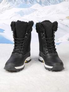 Women's Versatile Casual Fashion Thick-Sole Shock-Absorbing Warm Snow Boots - Black - View 5