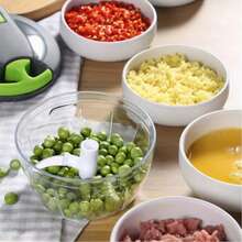 ProMaster Multi-Functional Food Chopper - Effortless Vegetable Cutter, Onion Slicer, Garlic Crusher, Meat Grinder, Cheese Slicer, And Salad Chopper For Home And Restaurant Kitchens - 16.91oz/ 18.6oz/ 30.43oz/ 32.12oz Capacity, Blue And Green Gray Colors - Xám xanh 520ML - Xem 9