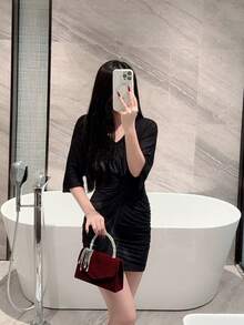 女士优雅水钻流苏设计晚装手拿包，闪亮钻石手提包，奢华派对钱包，适合正式礼服、婚礼、舞会、浪漫新娘，流苏图案随机发送 - 酒紅色 - 查看 11
