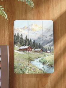 Landscape Oil Painting Pattern Tablet Protective Case, Suitable For IPad 9.7/10.2/10.5/10.9/12.9/Pro 11 (10th Generation), Compatible With Samsung Galaxy Tab S6 Lite 10.4-Inch Version, Compatible With Kindle Paperwhite 12th Generation 2024 Version, Kindle (11th Generation) 2022 Version, And Kobo Clara Color. Equipped With Soft Fall Protection And Intelligent Vertical/Automatic Wake-Up/Sleep Function. - Multicolor - View 2