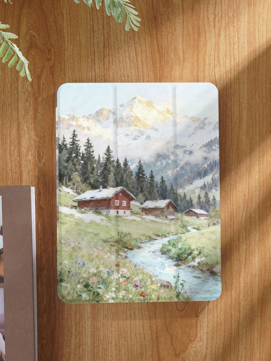 Landscape Oil Painting Pattern Tablet Protective Case, Suitable For IPad 9.7/10.2/10.5/10.9/12.9/Pro 11 (10th Generation), Compatible With Samsung Galaxy Tab S6 Lite 10.4-Inch Version, Compatible With Kindle Paperwhite 12th Generation 2024 Version, Kindle (11th Generation) 2022 Version, And Kobo Clara Color. Equipped With Soft Fall Protection And Intelligent Vertical/Automatic Wake-Up/Sleep Function.