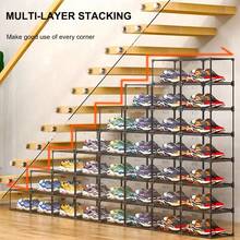 Magnetic Side Open Transparent Plastic Storage Shoe Box Clear Shoe Display Case Sneaker Shoe Storage Box Display Box Shoe Container Clear Closet Shelf Shoe Organizer Black 4PC - BlackAluminumFrame - View 9