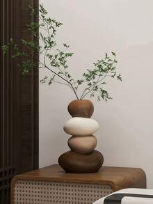 1件树脂鹿雕塑，几何花瓶主题，适用于各种房间类型，非常适合圣诞节、感恩节、新年和一般节日装饰，无需电源