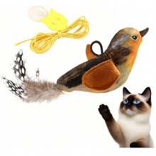 [Interactive Cat Toy] Interactive Chirping Bird Cat Toy With Flapping Wings - Lifelike Chirp Tweet, Durable Plastic Kitten Exercise Toy For All Breeds, No Batteries Needed Fun Pet Playtime, Playful Design, Sturdy Construction - màu nâu - Xem 9