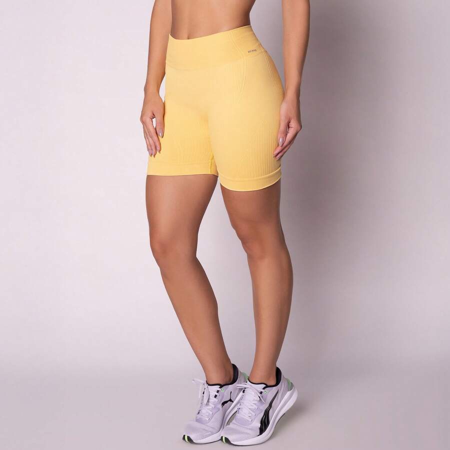 SELENE Bermuda Shorts Seamless Selene Ribbed Sport Women's Gym Fitness Basic Original - 淺黃色 - 查看 1