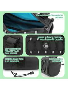 AUTOWT Bolsa para Manillar, 2.2 L Accesorios para Bicicletas Bolsas para Bicicletas Reflectante Cuadro de Bicicleta con Correa para el Hombro Correasíbles Cremallera Impermeable para Ciclismo - Negro-2L - Ver 11