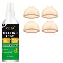 Goiple 12件装蕾丝前假发粘合剂套装，包含熔胶喷雾，无需胶水，持久粘合，易于佩戴和摘取，透明和粉色喷雾瓶配有涂抹器 - 隐形强力粘合，适合日常佩戴、特殊场合、敏感肤色 - 兼容蕾丝假发、假发帽、接发 - 女性理想之选